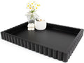 YMXYJM-Scalloped Coffee Table Tray，Ottoman Tray for Modern Home Decor. 14" Decorative Tray for Entryway Table Decor, Living Room Table Decor, Coffee Table Centerpiece - Black Resin