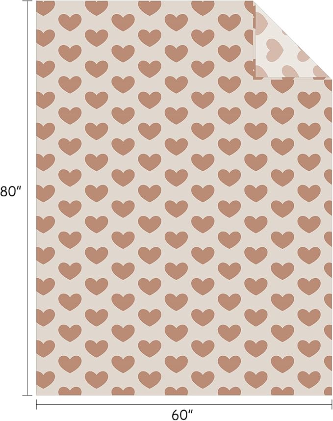 FY FIBER HOUSE Heart Flannel Throw Blanket Soft Cozy Blankets for Lover Gifts All Season Use, 60x80 Inches, Khaki
