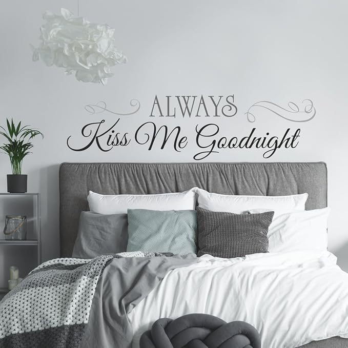 RoomMates RMK2084SCS Always Kiss Me Goodnight Black Quote Peel and Stick Wall Decals
