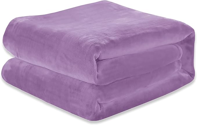 Elegant Comfort Luxury Velvety Feel Blanket, All-Season Lightweight Blanket, Ultra Plush, Soft, Cozy-Fuzzy Flannel Fleece for Couch, Sofa, Bed, Travel, Solid Design, Full/Queen, Lavender