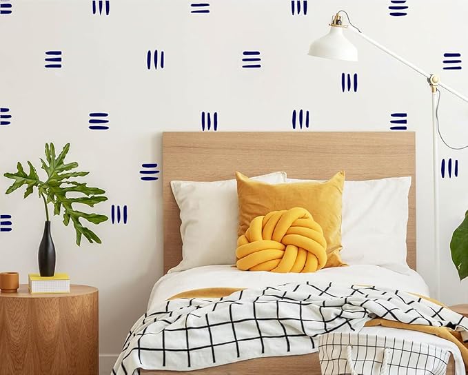 120pcs Modern Line Wall Stickers Boho Nursery Kids Living Room Scandinavian Home Décor Self-Adhesive Murals Vinyo DIY Gift YT5037 (Navy Blue)