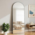 BEAUTYPEAK 71"x26" Full Length Mirror, Arch Full Body Floor Mirror, Wall Mirrors Hanging or Leaning Arched-Top with Stand for Bedroom, Dressing Room, Black