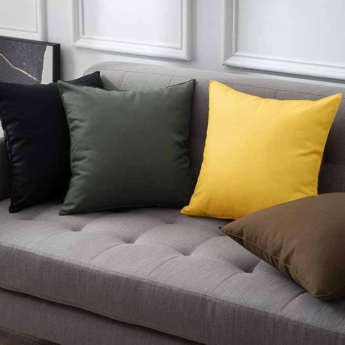 MIULEE Pack of 2 Decorative Outdoor Waterproof Pillow Covers Square Garden Cushion Sham Throw Pillowcase Shell for Patio Tent Couch 20x20 Inch Yellow
