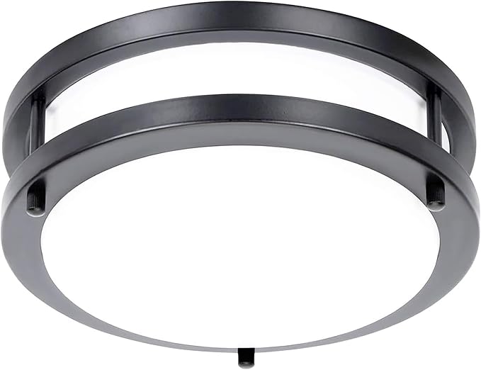Drosbey 50W Dimmable LED Ceiling Light Fixture, Kitchen Light Fixtures, 13.2 inch Flush Mount Ceiling Lights for Bedroom, Bathroom, 2700K/3000K/3500K/4000K/5000K Selectable, Super Bright 5000LM, Black