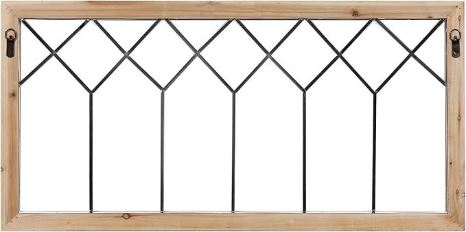 Sintosin Rustic Wood Window Frame Wall Decor 40 x 20 inches, Hanging Washable White Farmhouse Faux Windows Frames for Walls, Decorative Wall Art for Living Room Bedroom Hallway Christmas