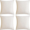 GIGIZAZA Decorative Throw Pillow Covers 16 x 16, Ivory Cream White Soft Pillow Covers Velvet,Set of 4 Decor Square Cushion Covers