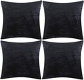 GIGIZAZA Black Velvet Decorative Throw Pillow Covers Cushion Cover Set of 4 Yellow Luxury Pillow Cases for Sofa (18x18inch(45x45cm)-4pcs, Black)
