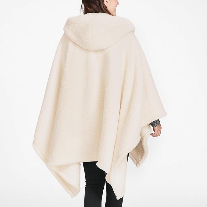 Wearable Blanket Sherpa Poncho Office Work Warm Cozy Shawl Blanket,Plush Cape Wrap for Adults