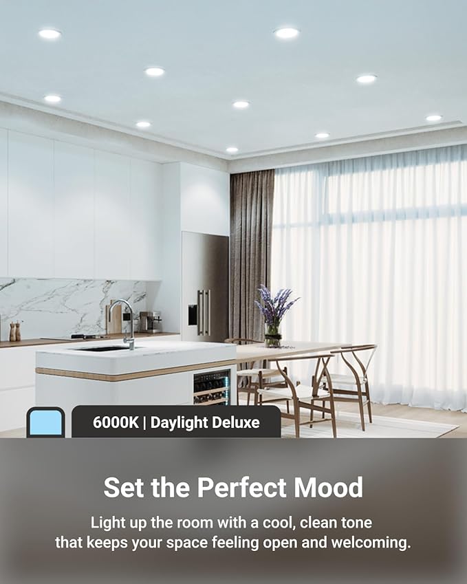 Sunco 12 Pack Recessed Lighting 6 Inch LED, Canless Ceiling Lights Slim with Junction Box, 1200 LM, 14W (100W Equivalent), 6000K Daylight Deluxe, Dimmable, Wafer Thin, 50000 Lifetime Hours ETL.