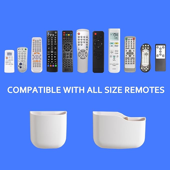 Remote Holder Wall Mount TV FAN Remote Control Holder Bedside Caddy Wall Organizer Phone Holder for Office Adhesive Media Player Controller Holder Box Tray Home Desk Nightstand White 1Big 2Small