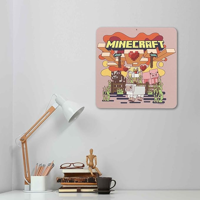 Open Road Brands Minecraft Scene Metal Wall Decor - Fun Minecraft Sign for Bedroom or Game Room