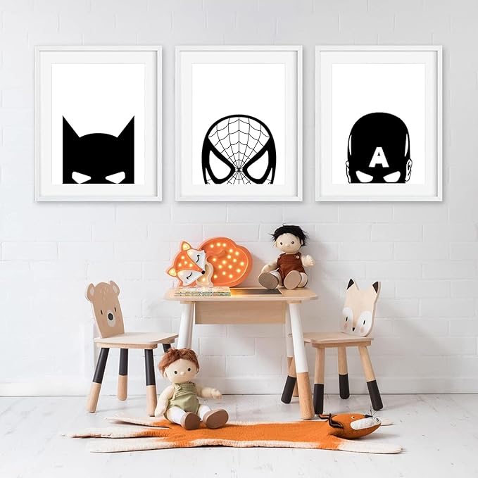 Pennclys Superhero Spiderman Canvas Wall Art Black and White Wall Art Superhero Posters Spiderman Pictures Painting Wall Decor Superhero Poster for Living Room Bedroom 16x24x3 Inch Unframed