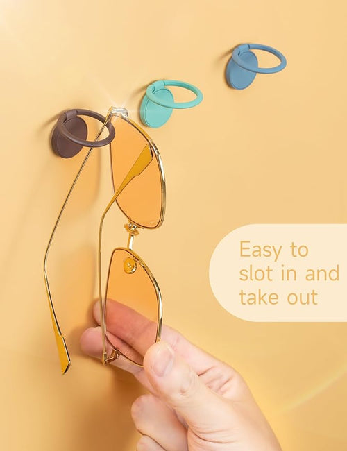 6 Pack Sunglasses Organizer - Wall Mounted Sunglasses Holder, Hanging Eyeglass Display, Storage (6 Colors)