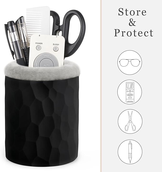 Mkono Plush Lined Eyeglasses Holder Protective Glasses Holder Stand Case Anti-scratch Glasses Storage Organizer for Table, Desk, Nightstand, Office, Black