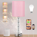 Acaxin Touch Bedside Crystal Lamps for Bedrooms Nightstand with USB C+A Charging Port and AC Outlet White, 3 Way Dimmable Silver Large End Side Table Lamp for Living/Guest/Dinning Room/Kitchen