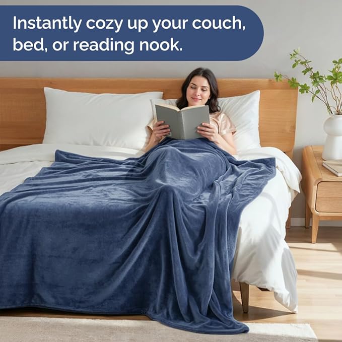 Ultra Soft Fleece Blanket King Size - Flannel Fleece Luxury King Blanket - Lightweight for Couch Bed Chair - Thick, Warm and Breathable - All Season Cozy Anti-Static Microplush Bedding, Washed Blue