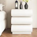 Modern Nightstand with Storage, Small Night Stand with Microfiber Leather Finish, 3 Solid Wood Drawers for Bedroom Bedside Couch