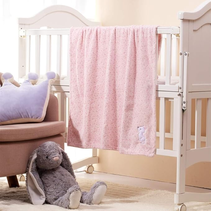 CREVENT 2Pcs 30''X40'' Cute Cozy Fluffy Warm Baby Blankets for Infants Toddlers' Bedding Crib Cot Stroller - Giraffe + Cat