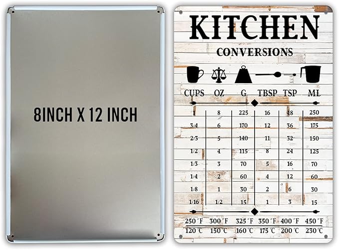 QIONGQI Funny Kitchen Quote Metal Tin Sign Wall Decor, Farmhouse Rustic Kitchen Conversions Sign for Home Decor Gifts(Wooden Style)