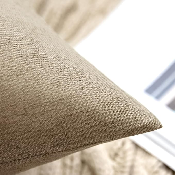 MIULEE Pack of 2 Decorative Outdoor Solid Waterproof Throw Pillow Covers Faux Linen Garden Farmhouse Cushion Cases for Patio Tent Balcony Couch Sofa 20x20 Inch Taupe Grey