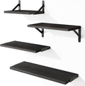 YGEOMER Black Shelves for Wall, Black Wall Floating Shelves Different Sizes for Living Room, Bathroom, Bedroom, Kitchen, Home Decor (Set of 4)
