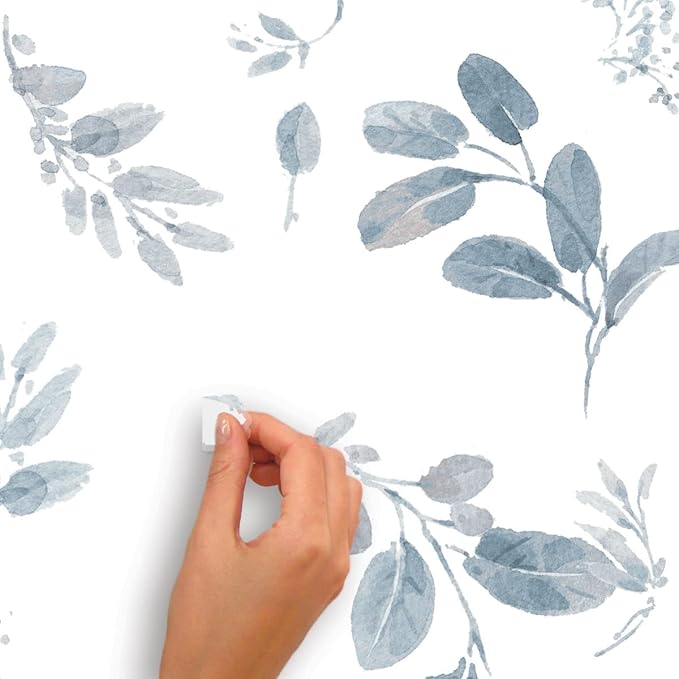 RoomMates RMK5154SCS Dancing Leaves Peel and Stick Wall Decals , Blue