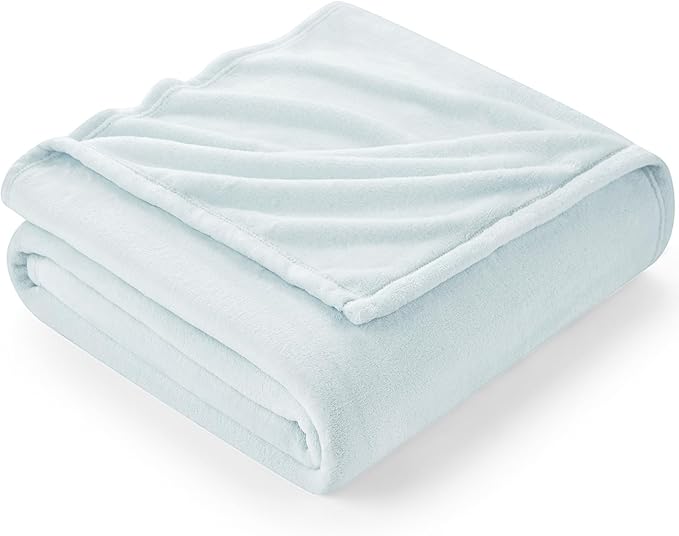 Hansleep Fleece Ice Blue King Blanket, Super Soft Flannel Fuzzy Plush Cozy Blanket for All Seasons, Ice Blue, King 90x108 Inches