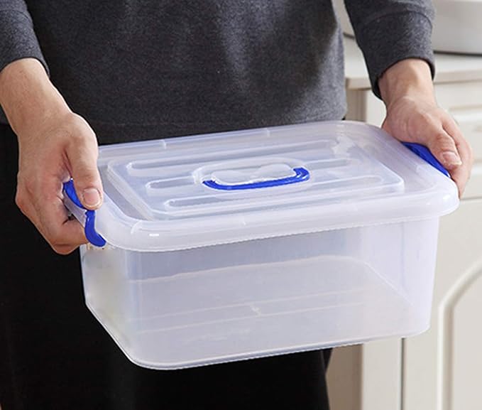 9 Quart Clear Storage Latch Bins with Lids/Handle, Plastic Clear Stackable Box, 9-Liter (2 Pack)