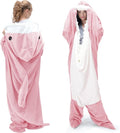 Touchat Shark Blanket for Adult Super Soft Cozy Flannel Throw Wearable Blankets, Cartoon Animals Onesie hoodie, Sleeping Bag Cosplay Costume Blanket Gifts for Shark Lovers(Pink,XXXL)