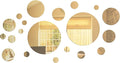 Shappy 32 Pieces Mirror Wall Stickers Removable Acrylic Setting Adhesive Round Circle Mirror Tiles Decals for Home Living Room Bedroom Decor(Gold,Small Size)