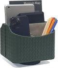 UnionBasic Rotating Desk Organizer, 360 Desk Spinning Caddy, Desktop TV Guide/Mail/Media/Remote Controller Holder Organizer, Woven Green