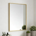 Bathroom Mirror for Wall, 16x24 Inch Metal Framed Mirror, Brushed Gold Rectangle Mirror, Bathroom Vanity Mirror Farmhouse, Tempered Glass, Anti-Rust, Hangs Horizontally or Vertically