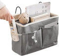 Premium Linen Hanging Bedside Caddy Organizer – Multi-Pocket Bedside Storage for Bedroom, Dorm & Hostel | Bedside Hanging Basket for Books, Remote, Mobile, Glasses & Essentials(HANGGING BAG)