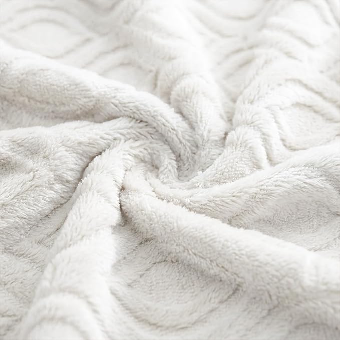 Horaldaily Solid Blanket Throw, White Accent Farmhouse Neutral Square Euro Soft Fuzzy Plush Faux Fur Cozy Blankets for Couch Sofa Bed Lounging, Ideal Gifts for Kids Adults Wife Self, 50x60