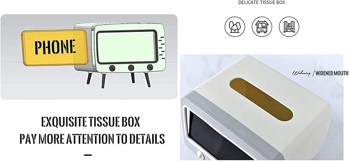 SGVAHY Tissue Box Holder Retro TV Tissue Box Cover Cute and Practical Cell Phone Holder Tampon Holder for Bathroom Kitchen Bedroom Dressers Desks and Tables Night Stands Creative Gift (TV White)