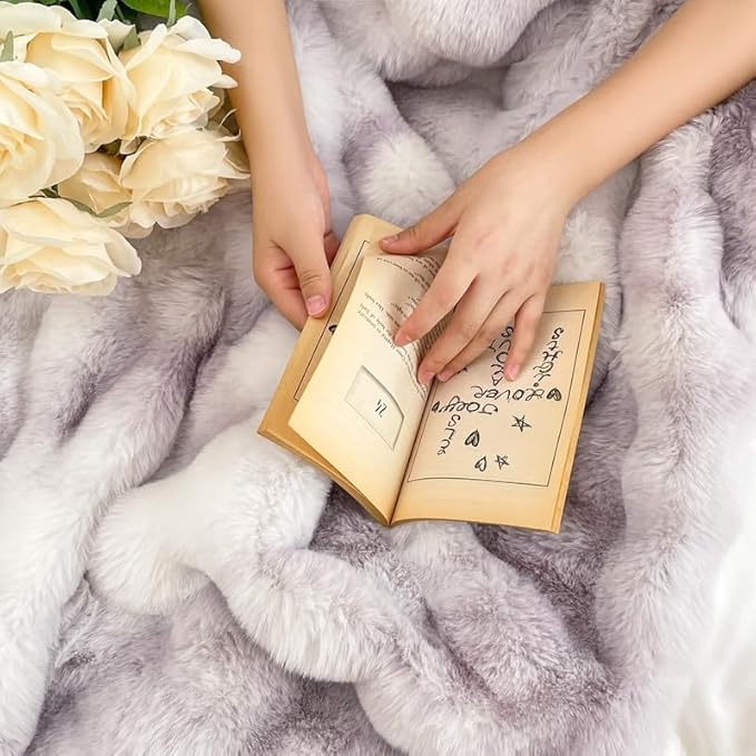 H&D Faux Fur Throw Blanket for Couch,Fluffy Cozy Soft Plush Luxury Thick Fuzzy Fleece Blanket for Couch Bed Sofa Bedroom Living Room,Comfy Bubble Blanket(Purple, Full (70"x80"))