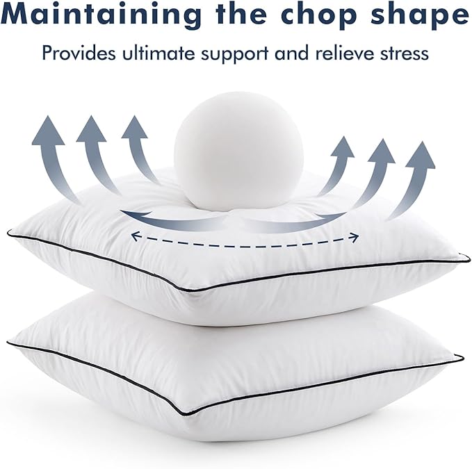 MIULEE Goose Feather Down 26x26 Euro Pillow Insert Set of 2 with 100% Down-Proof Cotton Cover, Soft Fluffy Decorative Pillow for Sofa Bed Couch Living Room White