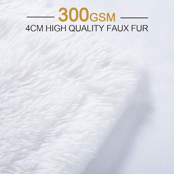 YUSOKI Long Faux Fur Throw Blanket for Sofa Couch,2 Layers,2.1lb,All Ages,Home Decoration, (White,50" x 60")