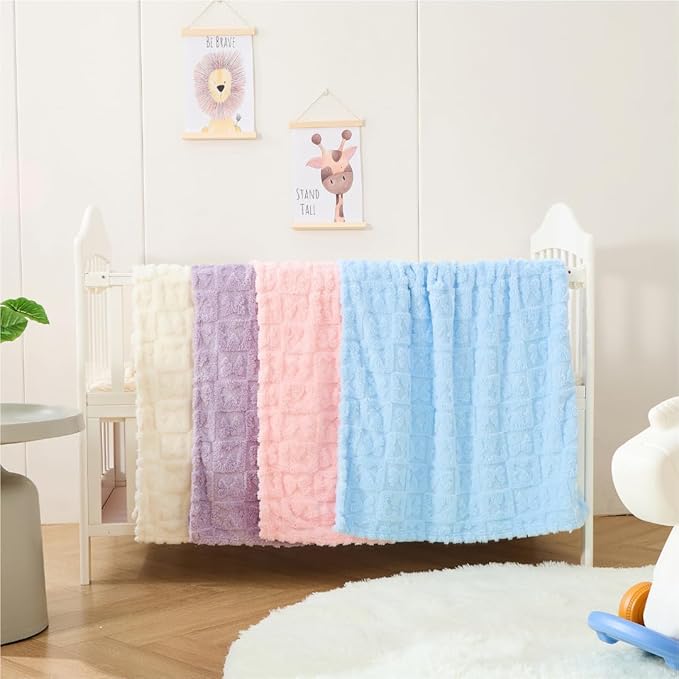 Belle Bow Baby Blanket 30x40 – Ultra Soft Fleece Bow Blanket, Cozy Crib Stroller & Pet Stroller Blanket for Baby Boy & Small Pets, (Baby Blue)