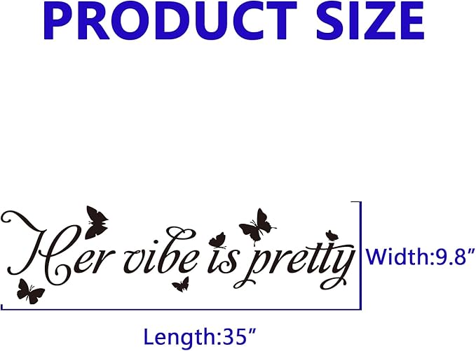Woman Quotes Wall Decals for Bedroom: Inspirational Positive Vinyl Art Wall Stickers for Home Living Room Bathroom - Her Vibe is Pretty 35" X 9.8"