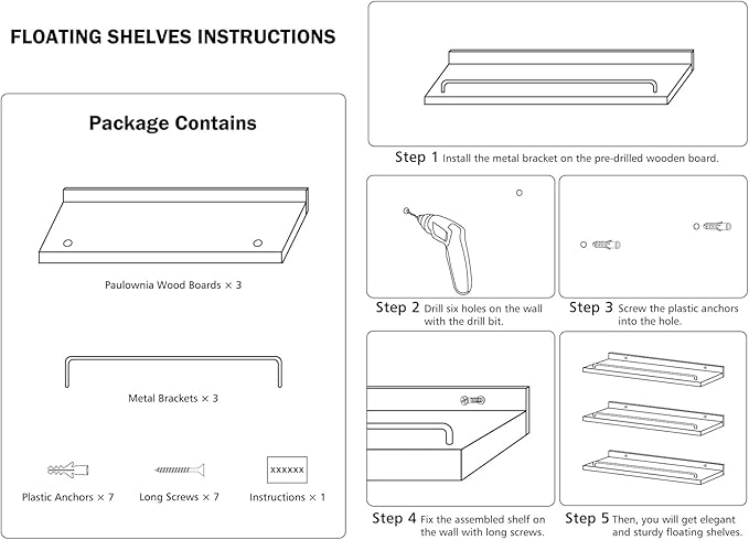 Floating Shelves for Wall Decor, White Shelves for Bathroom, Living Room, Bedroom, Picture Frames, Plants, Kitchen (Set of 3)