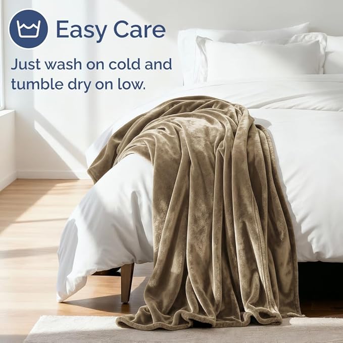 Ultra Soft Fleece Blanket Twin Size - Flannel Fleece Luxury Twin Blanket - Lightweight for Couch Bed Chair - Thick, Warm and Breathable - All Season Cozy Fuzzy, Anti-Static Microplush Bedding, Camel