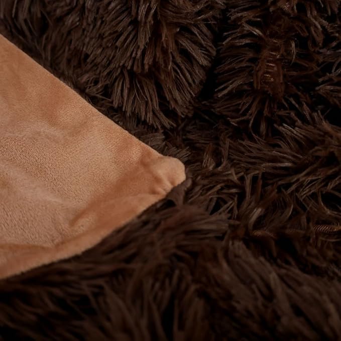 Ultra-Soft Plush Blanket - Cozy Furry Throw for Bed, Sofa, or Couch - Warm & Fuzzy Fur-Like Texture - Perfect for Snuggling - 63x79 Inches - Rich Brown Color