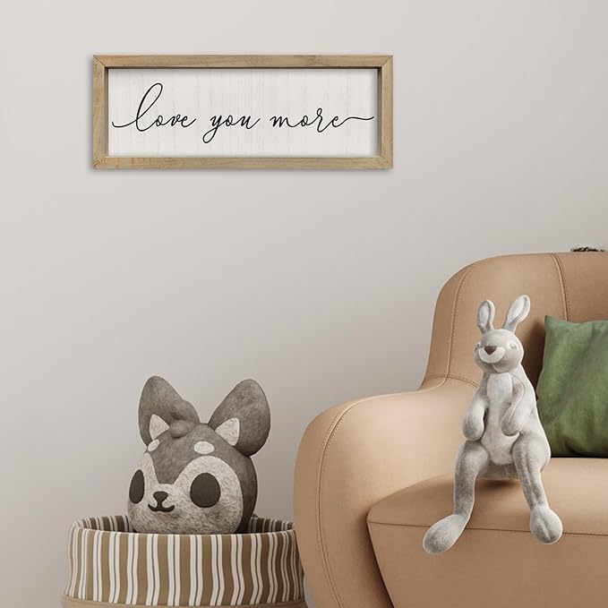 SRSZHIYUE I Love You More Sign16 X6 Vintage Love Quotes Theme Couples Wall Decor Framed Wood Above Over Bed for Master Bedroom Minimalist Wedding Gift Wall Art Hanging (Wood)