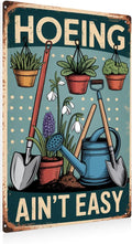 Funny Gardening Essentials Garden Mental Tin Sign Outside Decor - Humorous Gardening Gift for Women Enthusiasts, 12 x 8 Inches