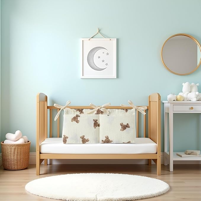 White Bedside Hanging Bags Milk Bottle Bib-Storage Crib Organizer Baby Nappy-Dormitory Bed-Bunk Organizing Bag Nappy- Organizer, Little Bear Nursery Hanging Organizers