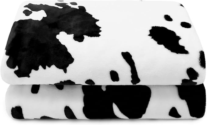 Small Fleece Blanket for Kids, Soft Blanket Throw for Car Seat, Stroller & Travel, Black and White Cozy Bedding Decor for All Seasons, Birthday Gifts for Girls & Boys 40"x50"