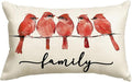 AVOIN colorlife Home Sweet Home Redbird Family Watercolor Throw Pillow Cover, 12 x 20 Inch Red Northern Cardinal Cushion Case Decoration for Sofa Couch