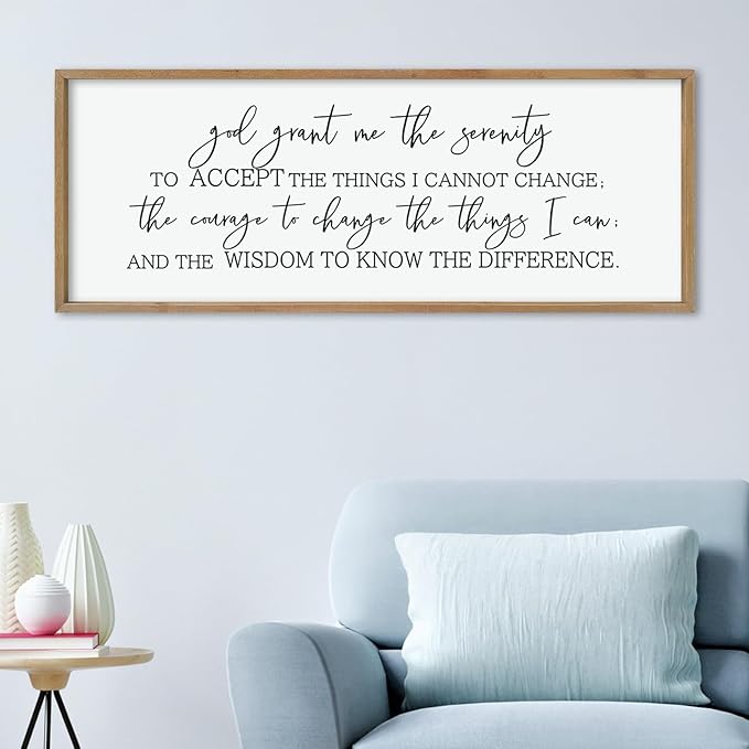 LuZhiQiang God Grant Me Prayer Wall Decor Christian Serenity Prayer Sign 40"X15" God Jesus Catholic Prayer Bible Verse Inspirational Quotes for Living Room Bedroom Office Large Hanging Art (Wood)