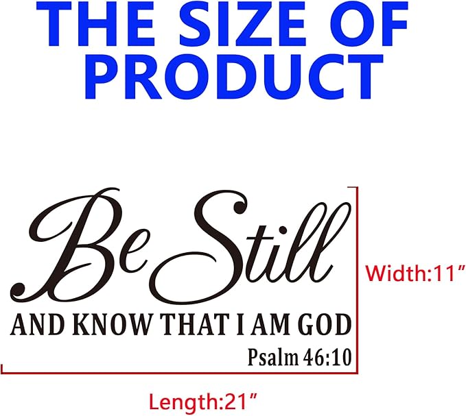 Bible Verse Wall Stickers for Bedroom: Christian Quotes Inspirational Positive Vinyl Art Wall Decals for Living Room Wall Decor - Be Still and Know That I am God 21" X 11"